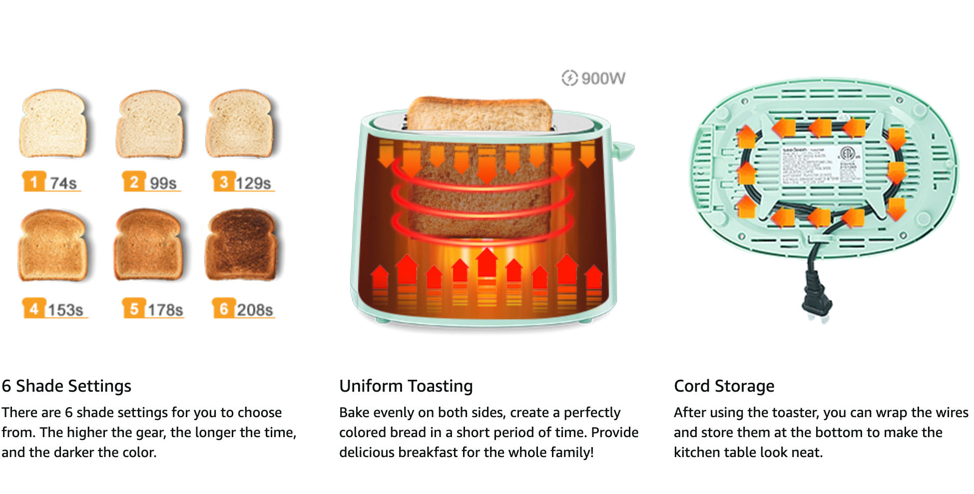 SEEDEEM Toaster 2 Slice, Extra Wide Slot Toaster, 6 Shade Settings, Bread Toaster with Cancel, Defrost, Reheat Function, Extra Wide Slots for Waffle or Bagel, Removable Crumb Tray, 750W, Azure Blue