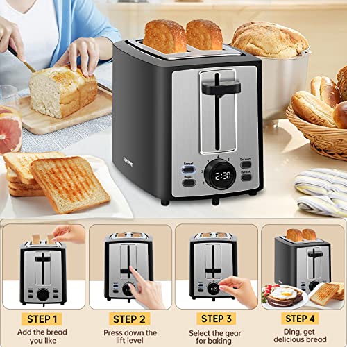SEEDEEM Toaster 4 Slice, Stainless Bread Toaster Colorful LCD Display, 7  Bread Shade Settings, 1.4'' Wide Slots Toaster with Bagel/Defrost/Reheat  Functions, Removable Crumb Tray, Dark Metallic, 1800W - Yahoo Shopping