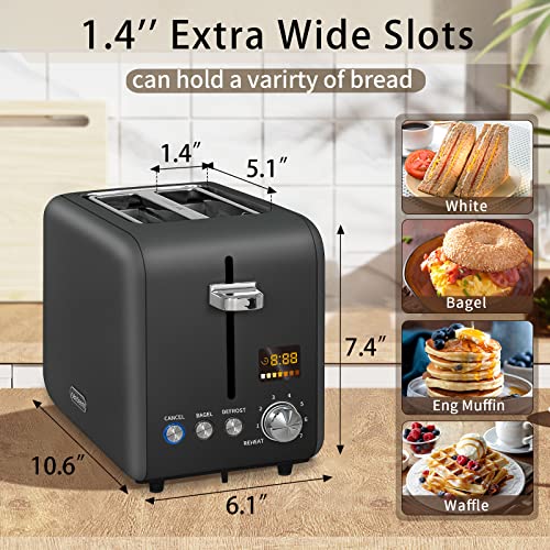 2 Slice Toaster, FIMEI Stainless Steel Bagel Bread Toasters with Extra Wide  Slots, Compact Bread Toasters with 7 Browning Settings, Bagel Defrost  Cancel Function, Gradient Gray 