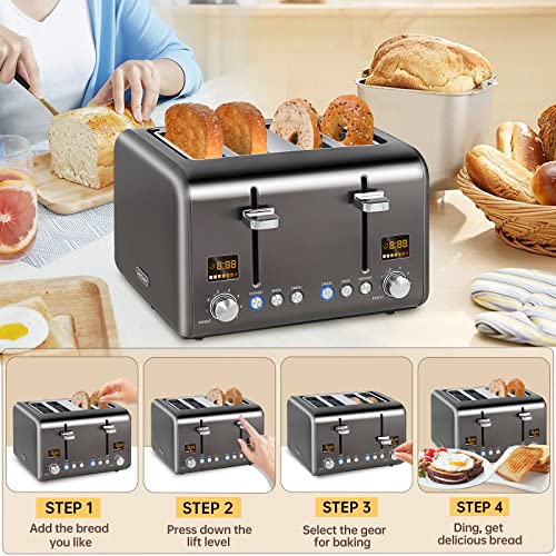 SEEDEEM Toaster 4 Slice, Stainless Steel Bread Toaster with Colorful L –  SEEDEEM SHOP