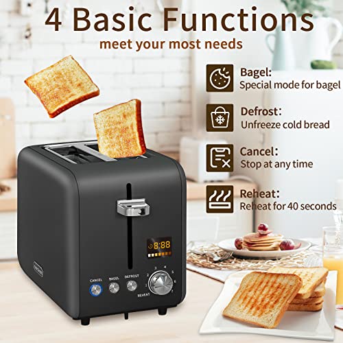 2 Slice Toaster, FIMEI Stainless Steel Bagel Bread Toasters with Extra Wide  Slots, Compact Bread Toasters with 7 Browning Settings, Bagel Defrost  Cancel Function, Gradient Gray 
